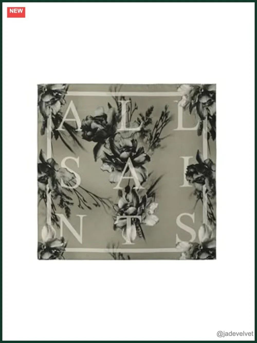 100% Silk Bandana, Barbwire Print, Zig-Zag Hem, Large Size, Versatile Styling